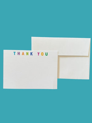 Typography Thank You Notecard Set with Laid Envelopes
