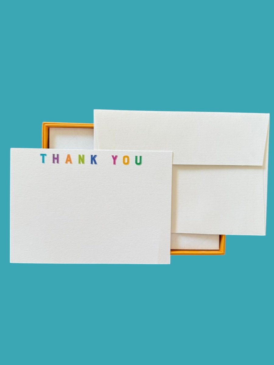 Typography Thank You Notecard Set with Laid Envelopes