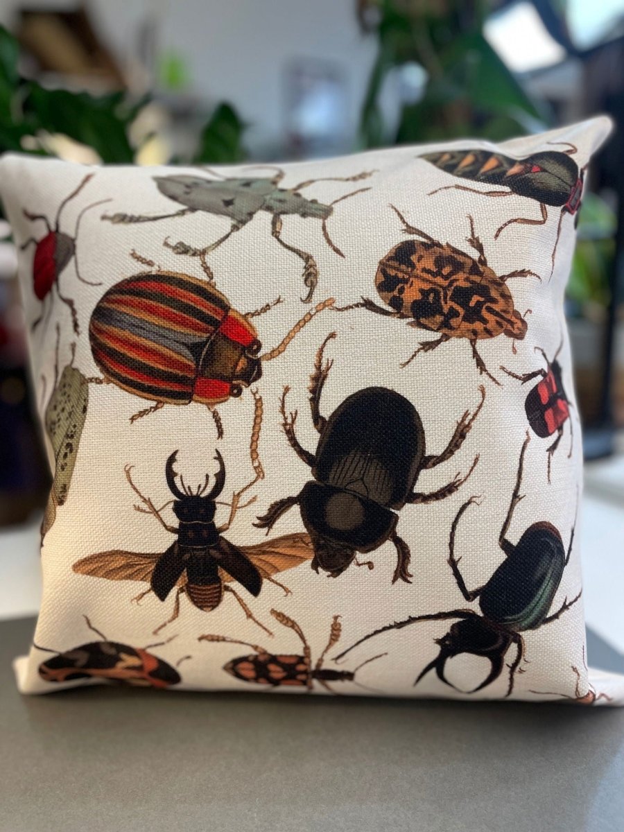Vintage Bugs Cushion - Mustard and Gray Ltd