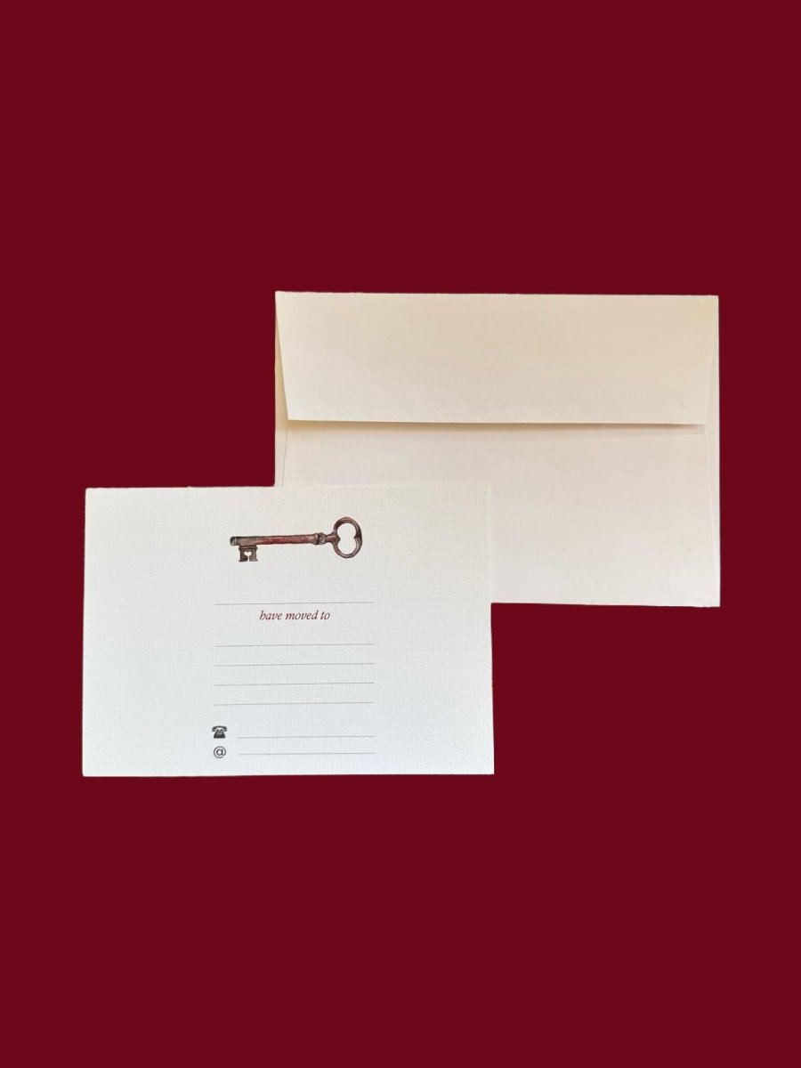 Vintage Key Change of Address Card Set with Laid Envelopes