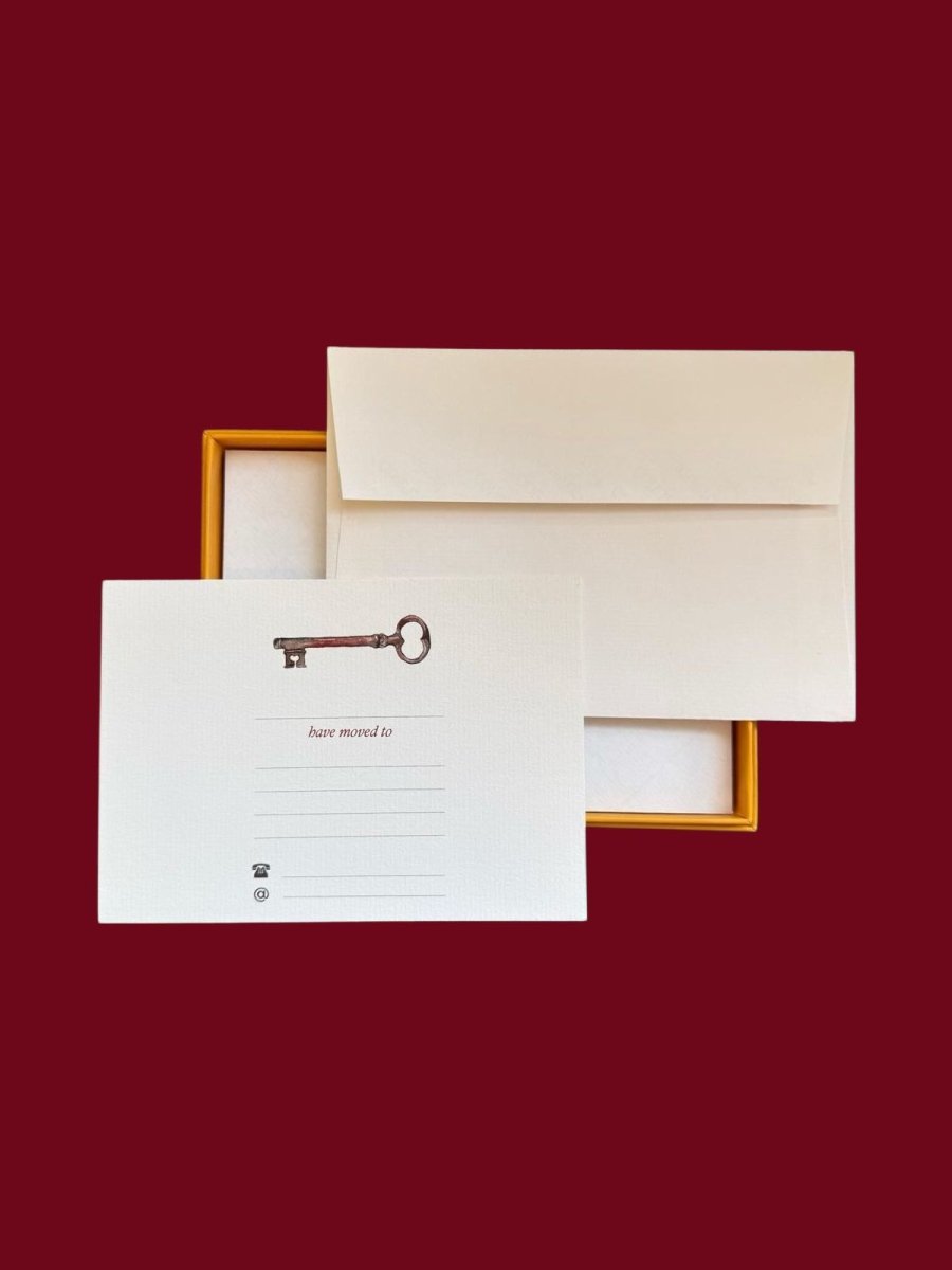 Vintage Key Change of Address Card Set with Laid Envelopes