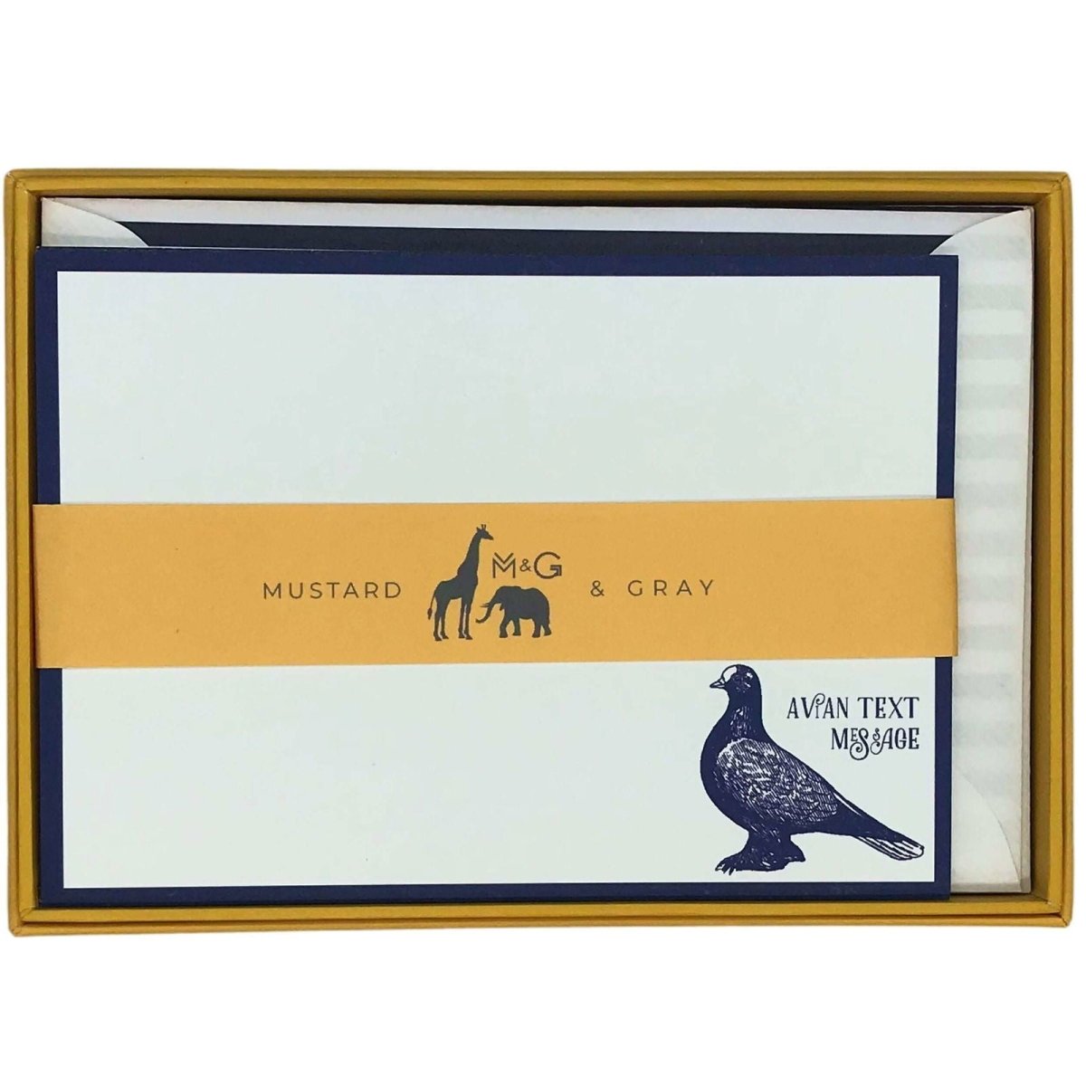 Vintage Messages Notecard Set with Lined Envelopes - Mustard and Gray Ltd