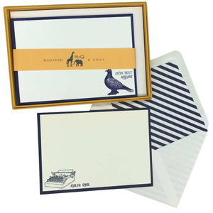Vintage Messages Notecard Set with Lined Envelopes - Mustard and Gray Ltd