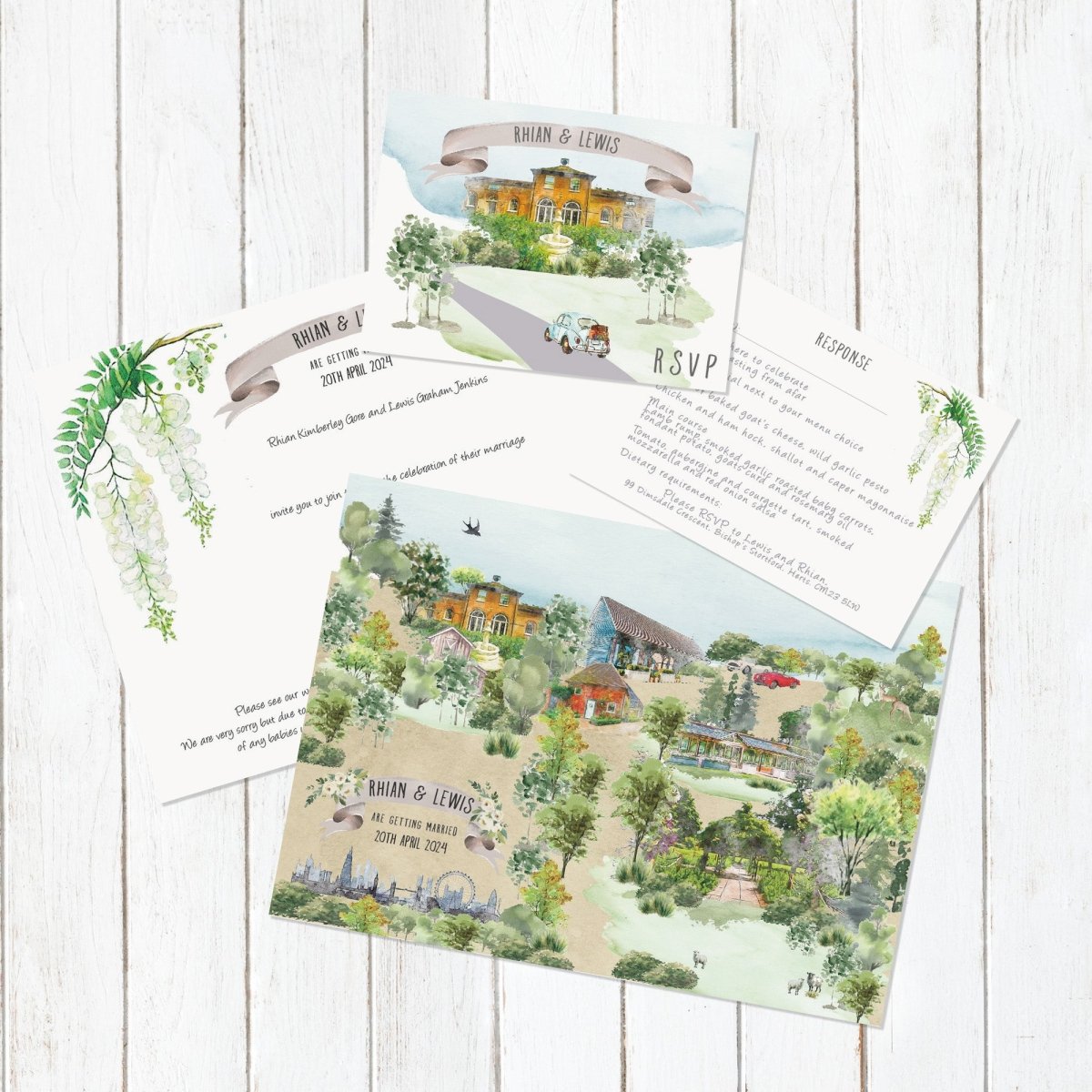 Wedding Map Invitation Folded Cards