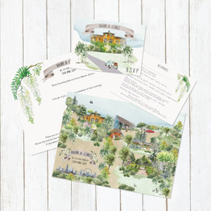 Wedding Map Invitation Folded Cards