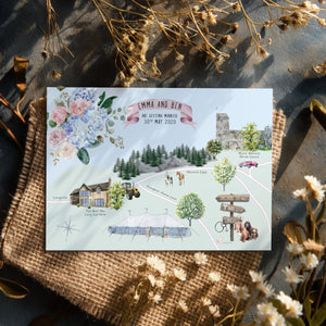 Wedding Map Invitation Folded Cards