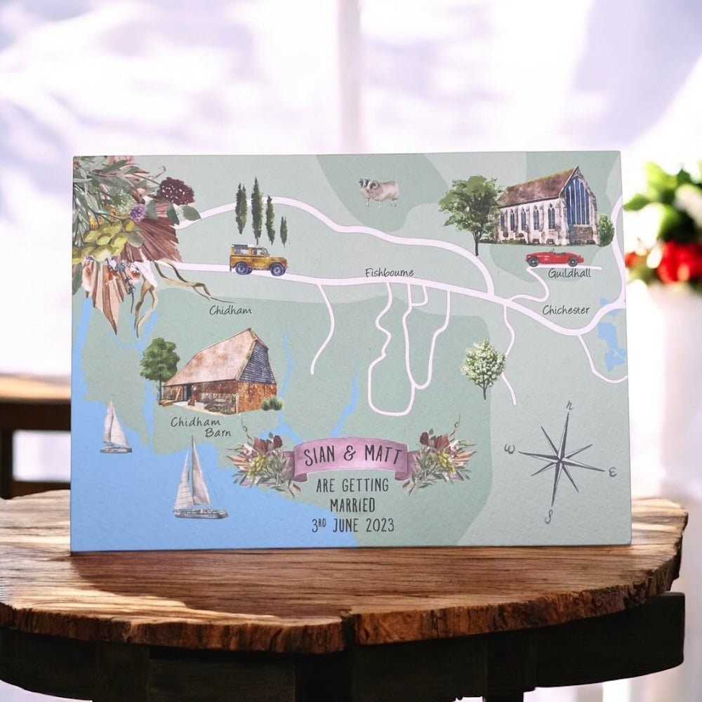 Wedding Map Invitation Folded Cards