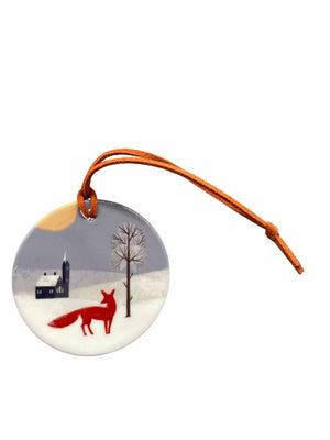 Winter Christmas Decoration Set | Set of Six Hand - Printed Tree Decorations