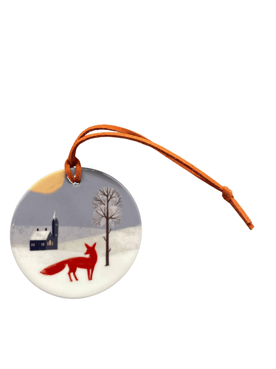 Winter Christmas Decoration Set | Set of Six Hand - Printed Tree Decorations