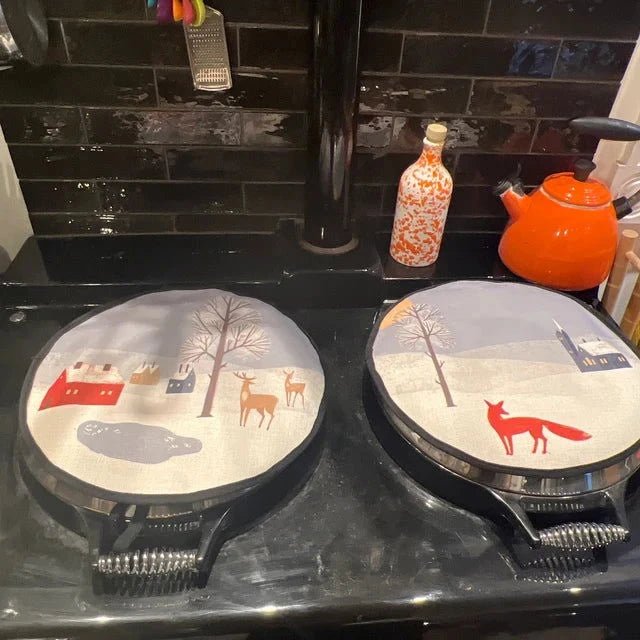 Winter Fox Circular Hob Covers - Mustard and Gray Ltd