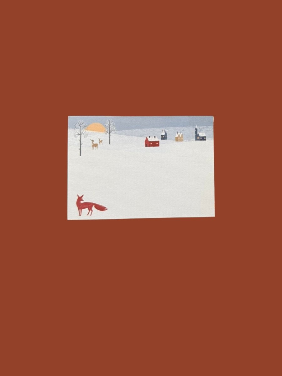 Winter Fox Notecard Set with Laid Envelopes
