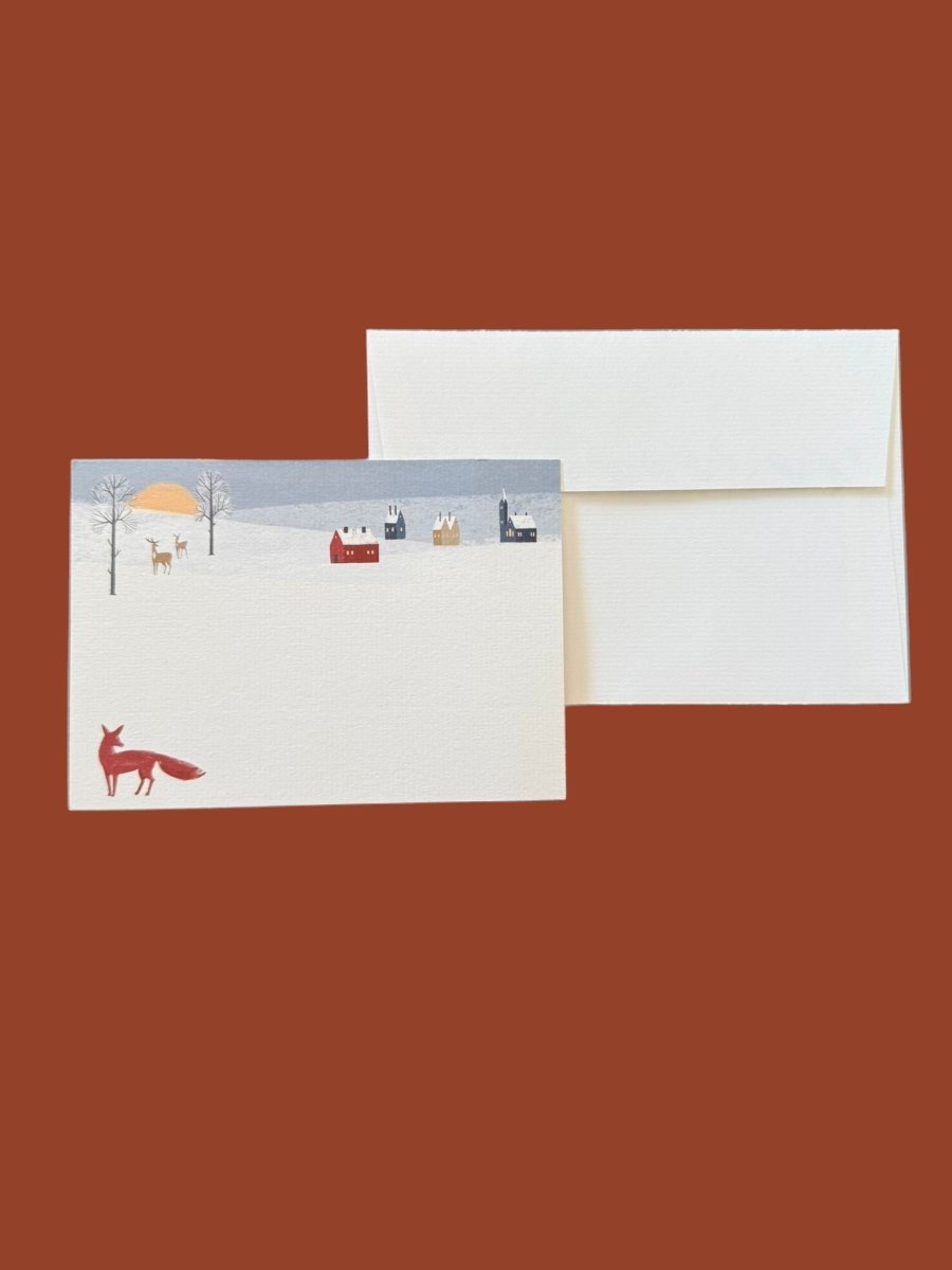 Winter Fox Notecard Set with Laid Envelopes