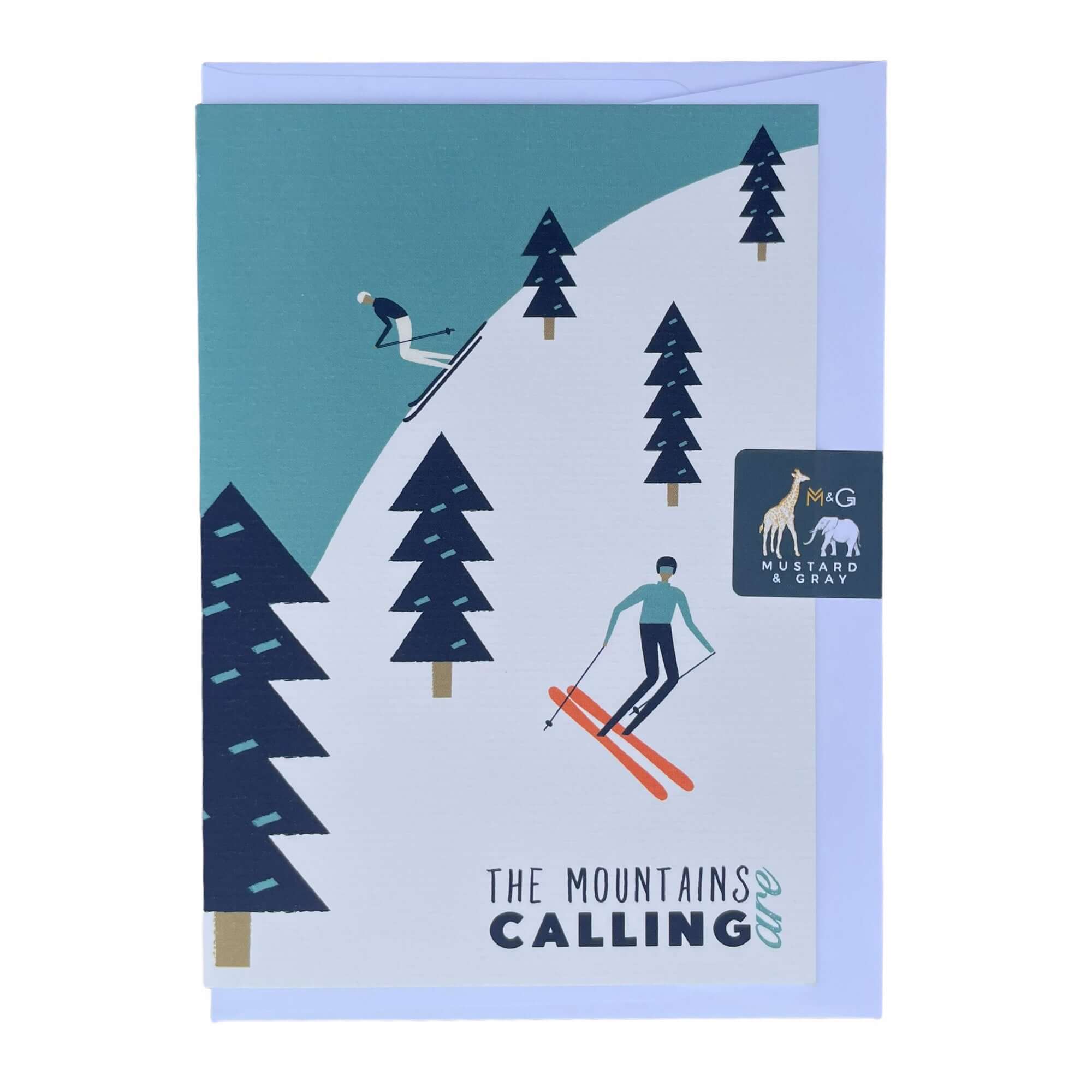 The Mountains are Calling "Snow Skiing" Greetings Card