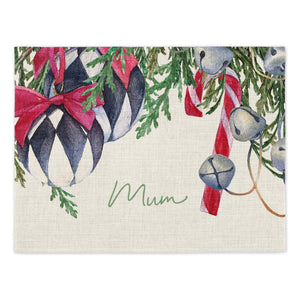 Personalised Christmas Baubles Placemat (Single)
