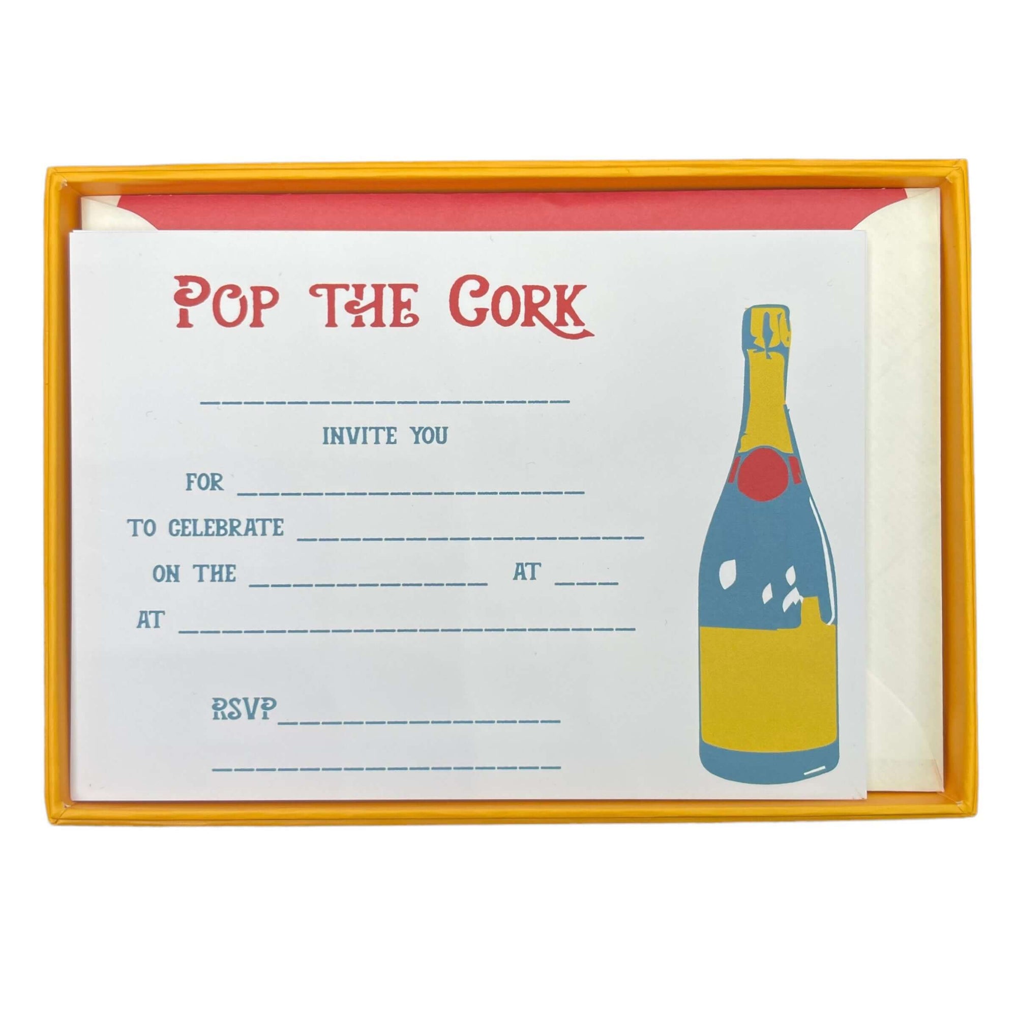 Epoch "Pop The Cork" Invitation Cards with Lined Envelopes