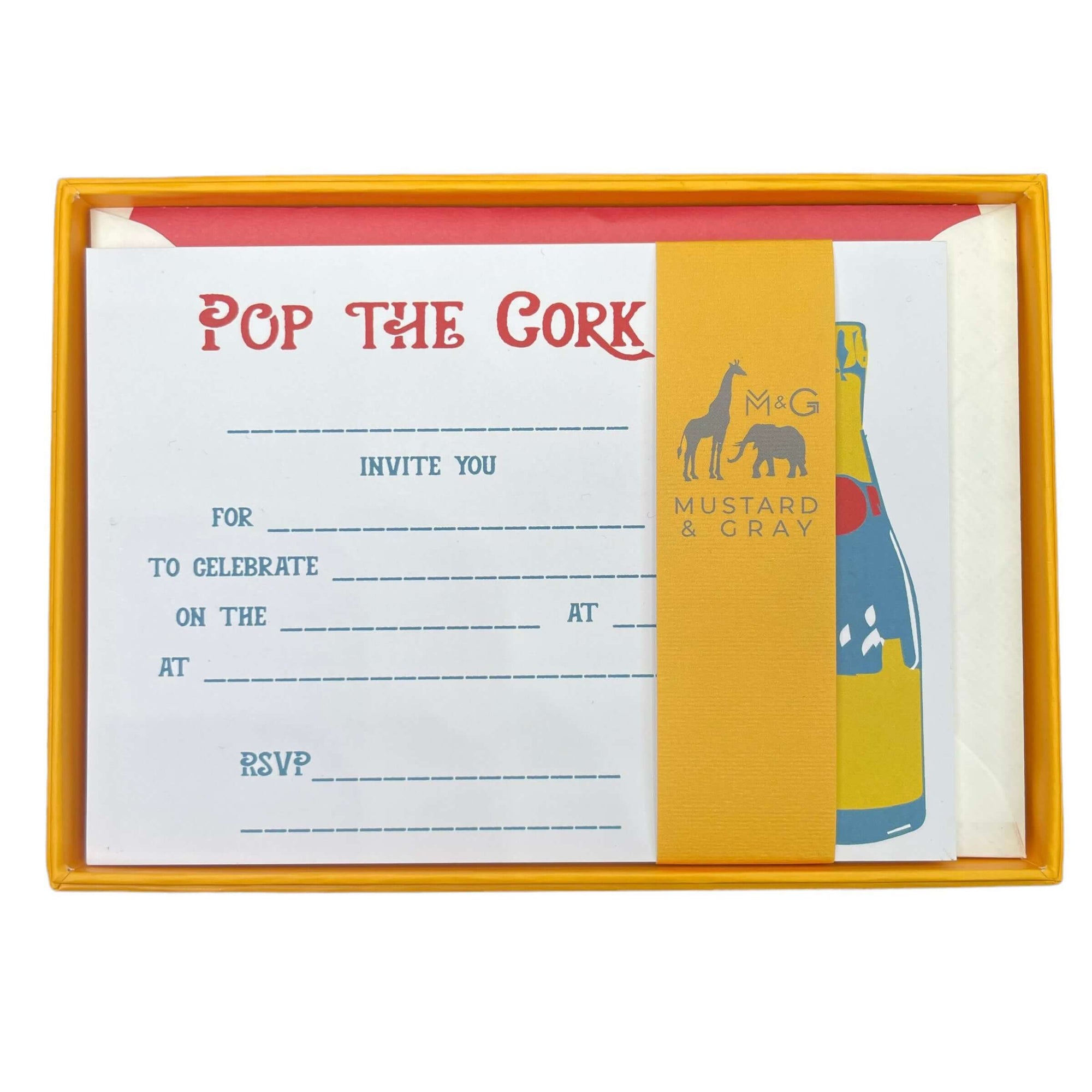Epoch "Pop The Cork" Invitation Cards with Lined Envelopes