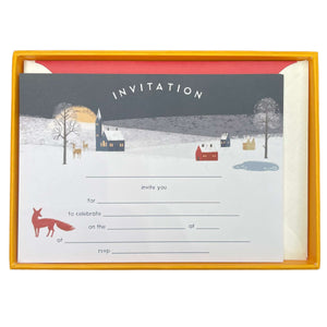 Winter Fox Invitation Cards with Lined Envelopes