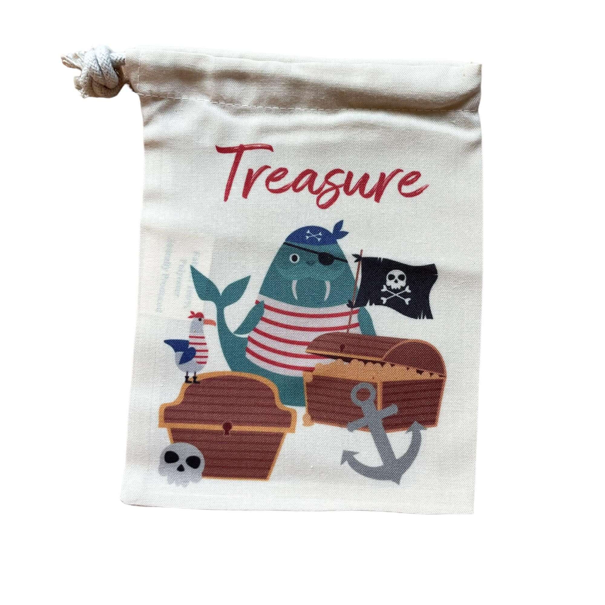 Pirate Time Capsule set from Mustard and Gray. Printed keepsake tin with cards and memorys bag. Time Capsule Gift Set