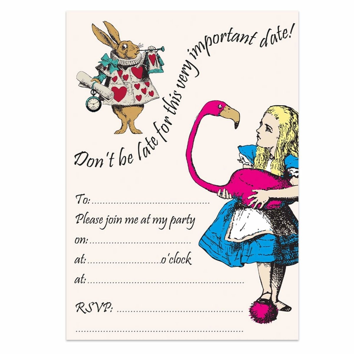 Alice in Wonderland Party Invitations - Mustard and Gray Ltd