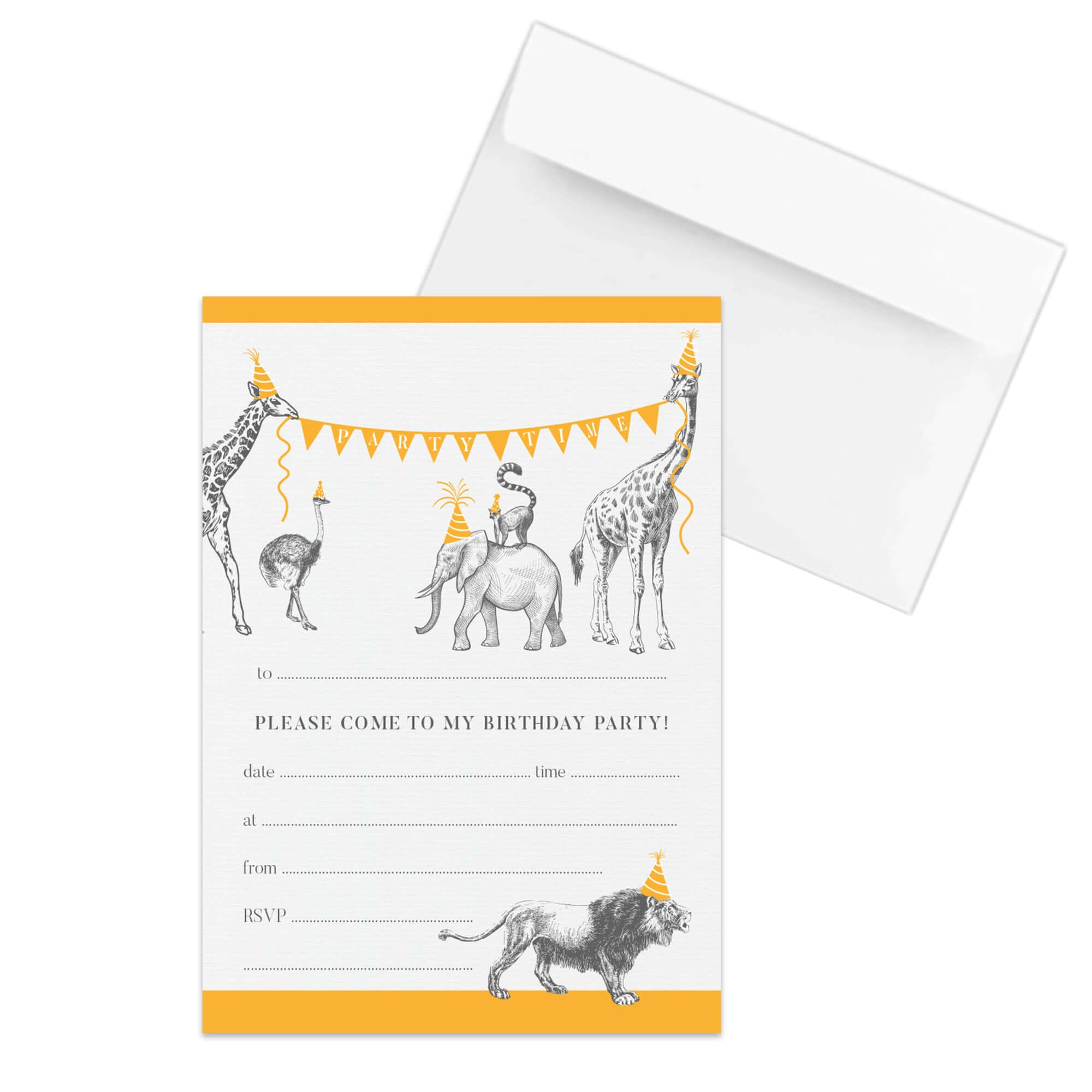 Animal Parade Party Invitations Party Invitations Mustard and Gray Ltd Shropshire UK