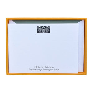 Art Deco Flower Personalised Notecards - Mustard and Gray Ltd
