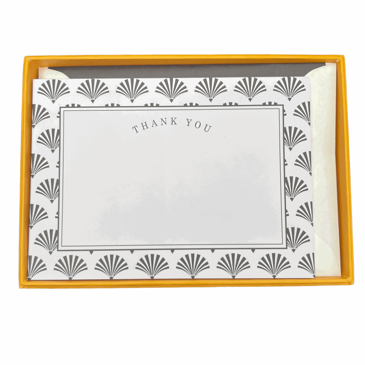 Art Deco Thank You Cards with Lined Envelopes - Mustard and Gray Ltd