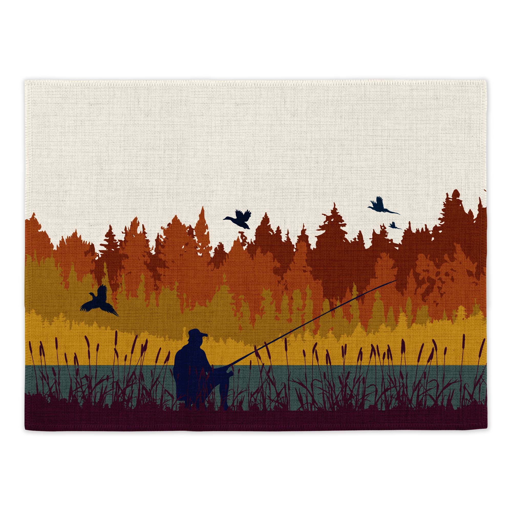 Autumn Coarse Fishing Placemats (Set of Four) Placemats Mustard and Gray Ltd Shropshire UK