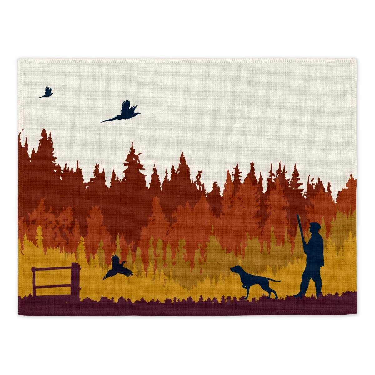 Autumn Shoot Fishing Placemats (Set of Four) - Mustard and Gray Ltd