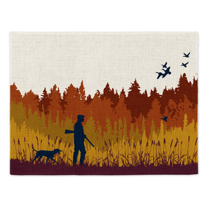 Autumn Shoot Fishing Placemats (Set of Four) Placemats Mustard and Gray Ltd Shropshire UK