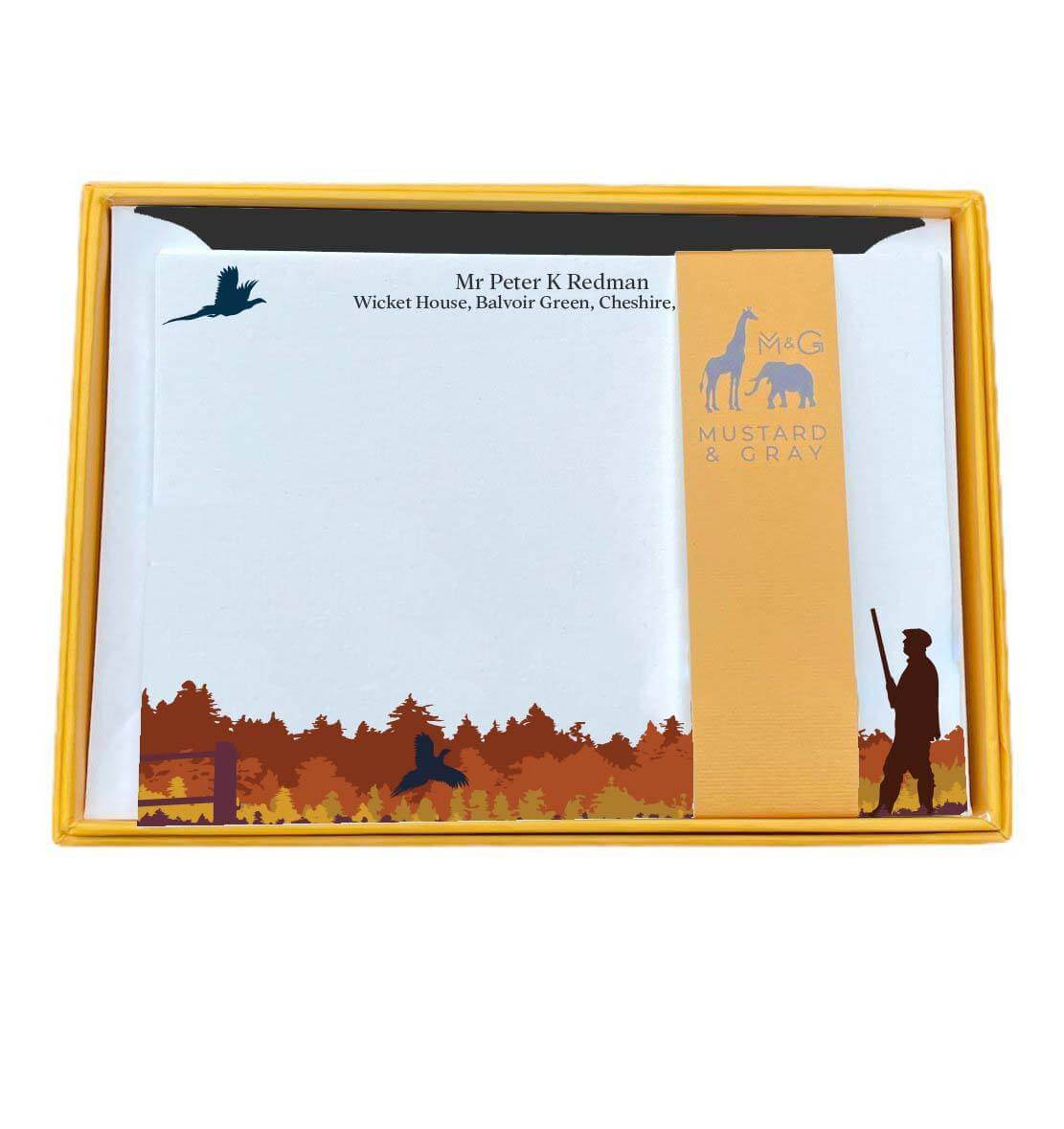 Autumn Shooting Personalised Notecards - Mustard and Gray Ltd