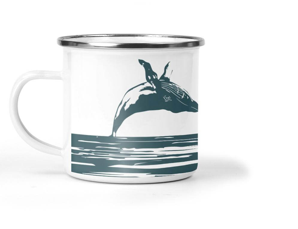 Breaching Whale Enamel Mug - Mustard and Gray Ltd