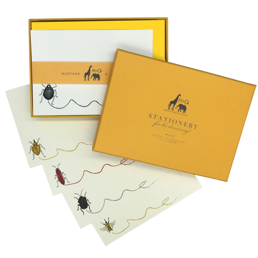 Buggy Scribble Notecard Set Notecards with Plain Envelopes Mustard and Gray Ltd Shropshire UK
