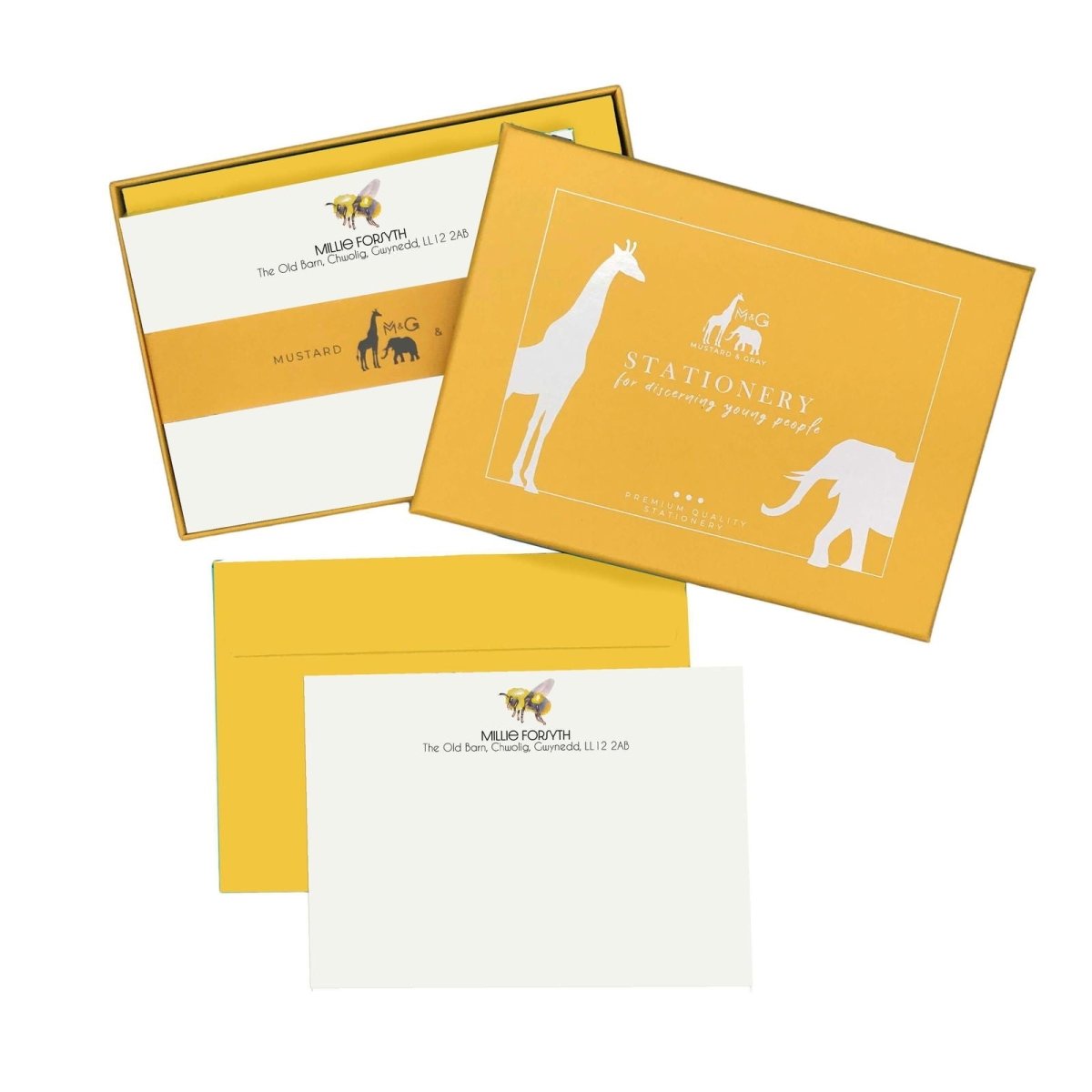 Bumble Bee Personalised Notecards - Mustard and Gray Ltd