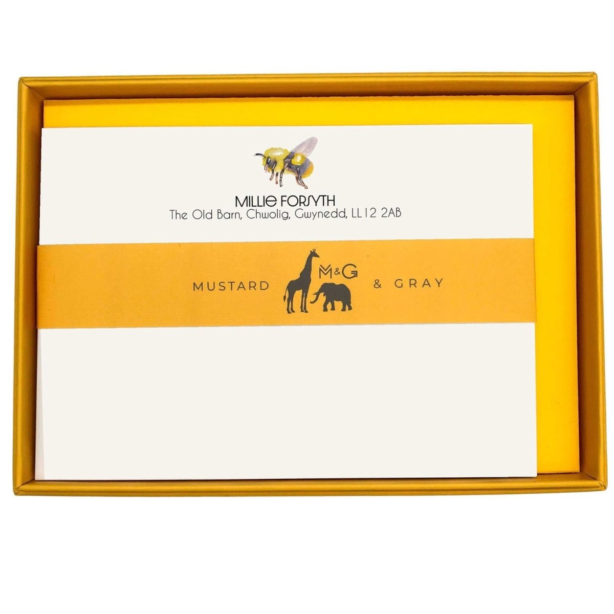 Bumble Bee Personalised Notecards - Mustard and Gray Ltd