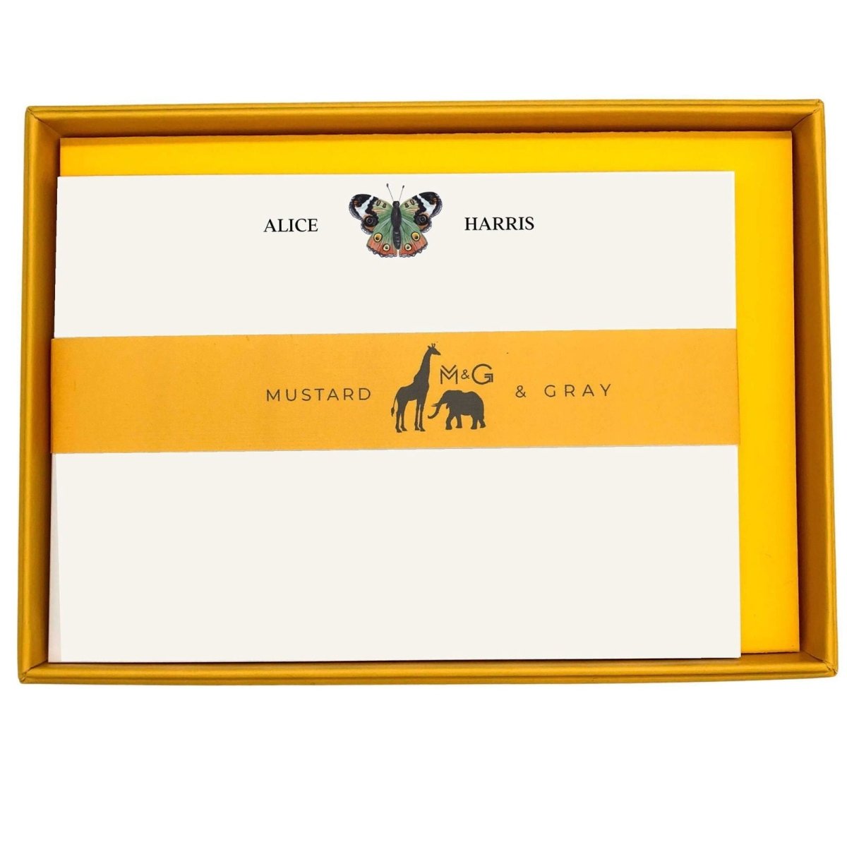 Butterfly Personalised Notecards - Mustard and Gray Ltd