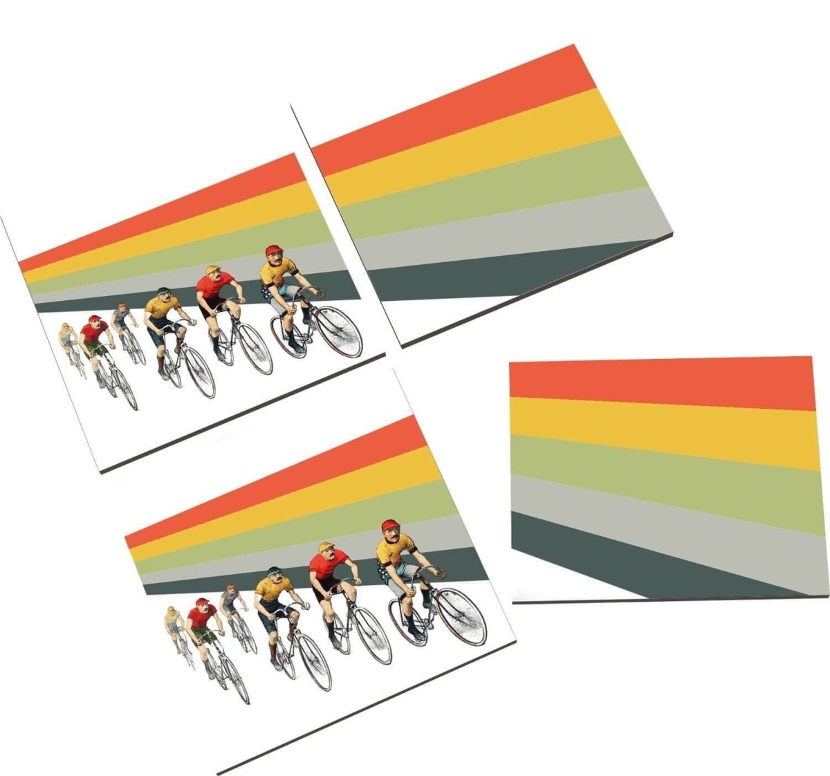 Cameron Vintage Cycling Ceramic Coasters - Mustard and Gray Ltd