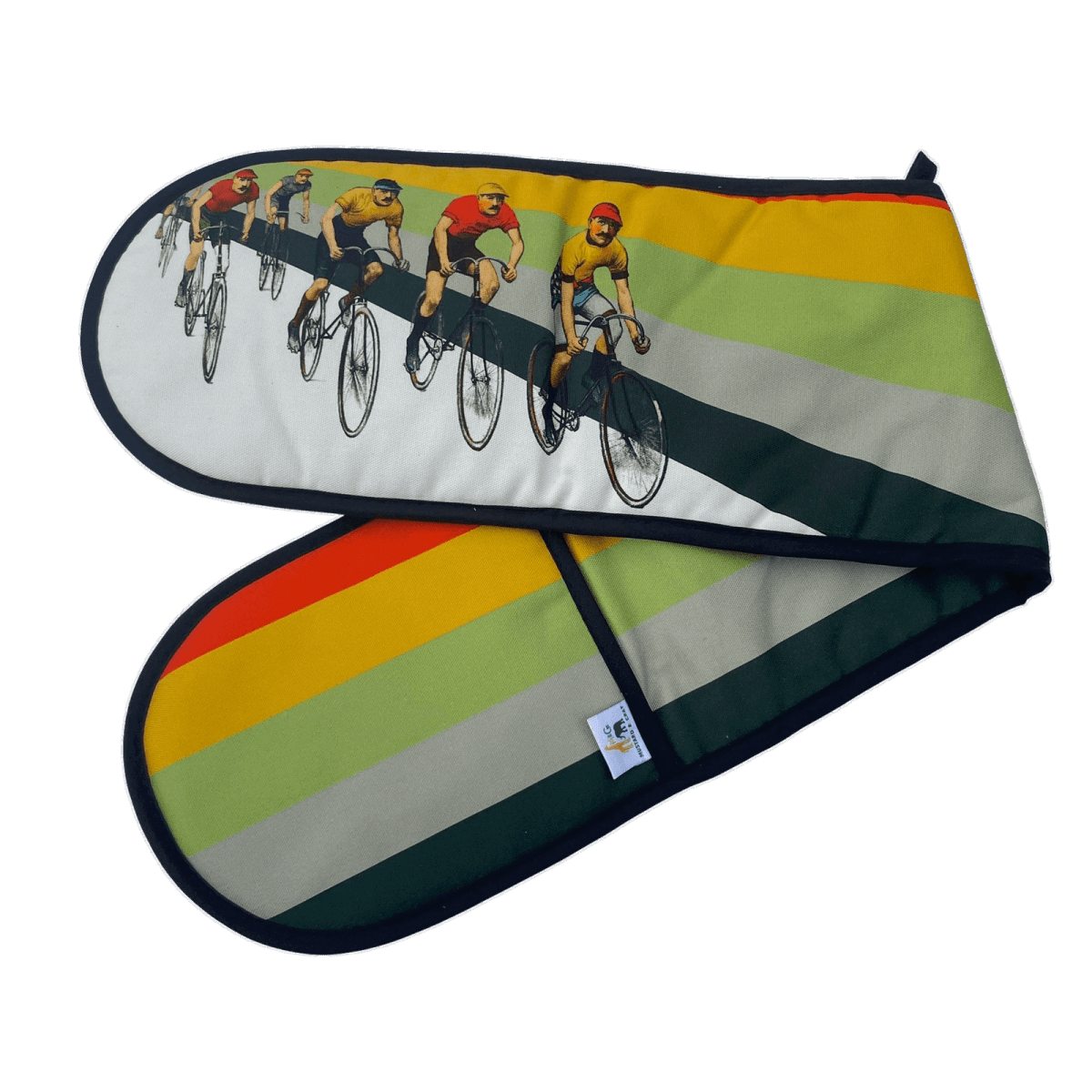 Cameron Vintage Cycling Double Oven Glove - Mustard and Gray Ltd
