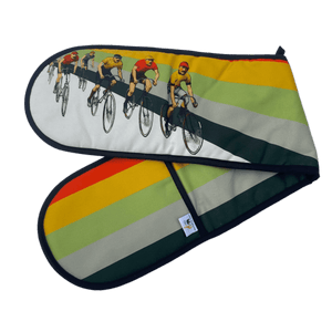 Cameron Vintage Cycling Double Oven Glove - Mustard and Gray Ltd