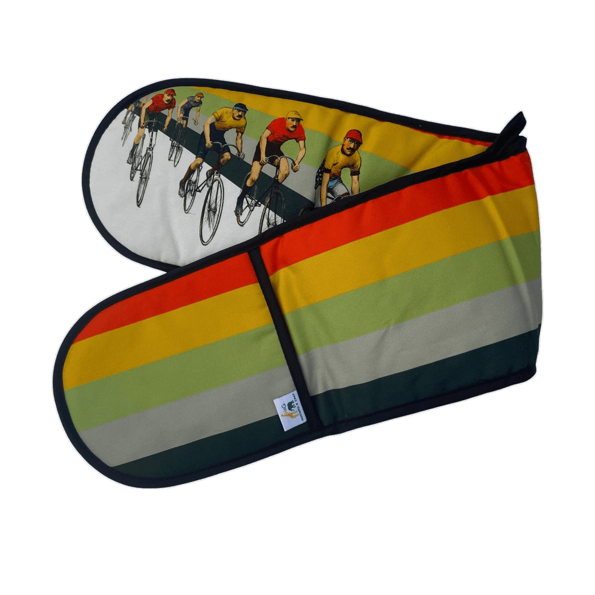 Cameron Vintage Cycling Double Oven Glove - Mustard and Gray Ltd