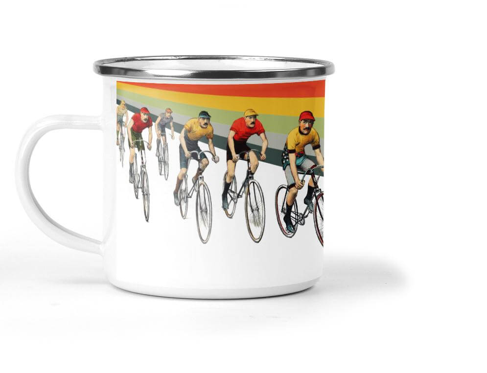 Cameron Vintage Cycling Enamel Mug - Mustard and Gray Ltd