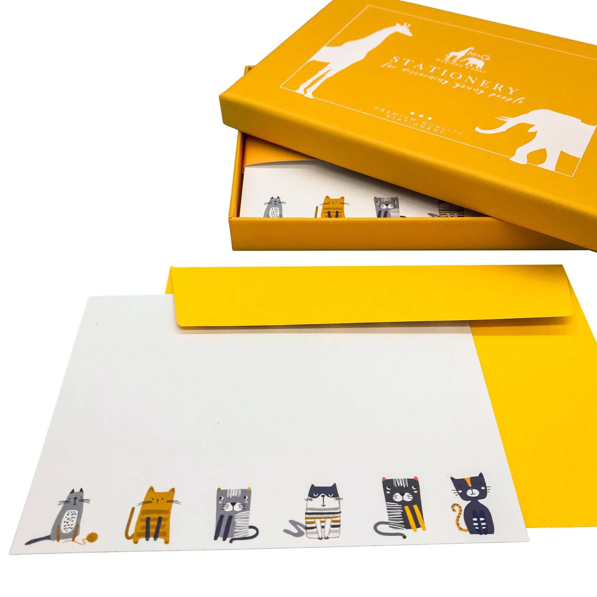 Cats Notecard Set Children's Notecards Mustard and Gray Ltd Shropshire UK