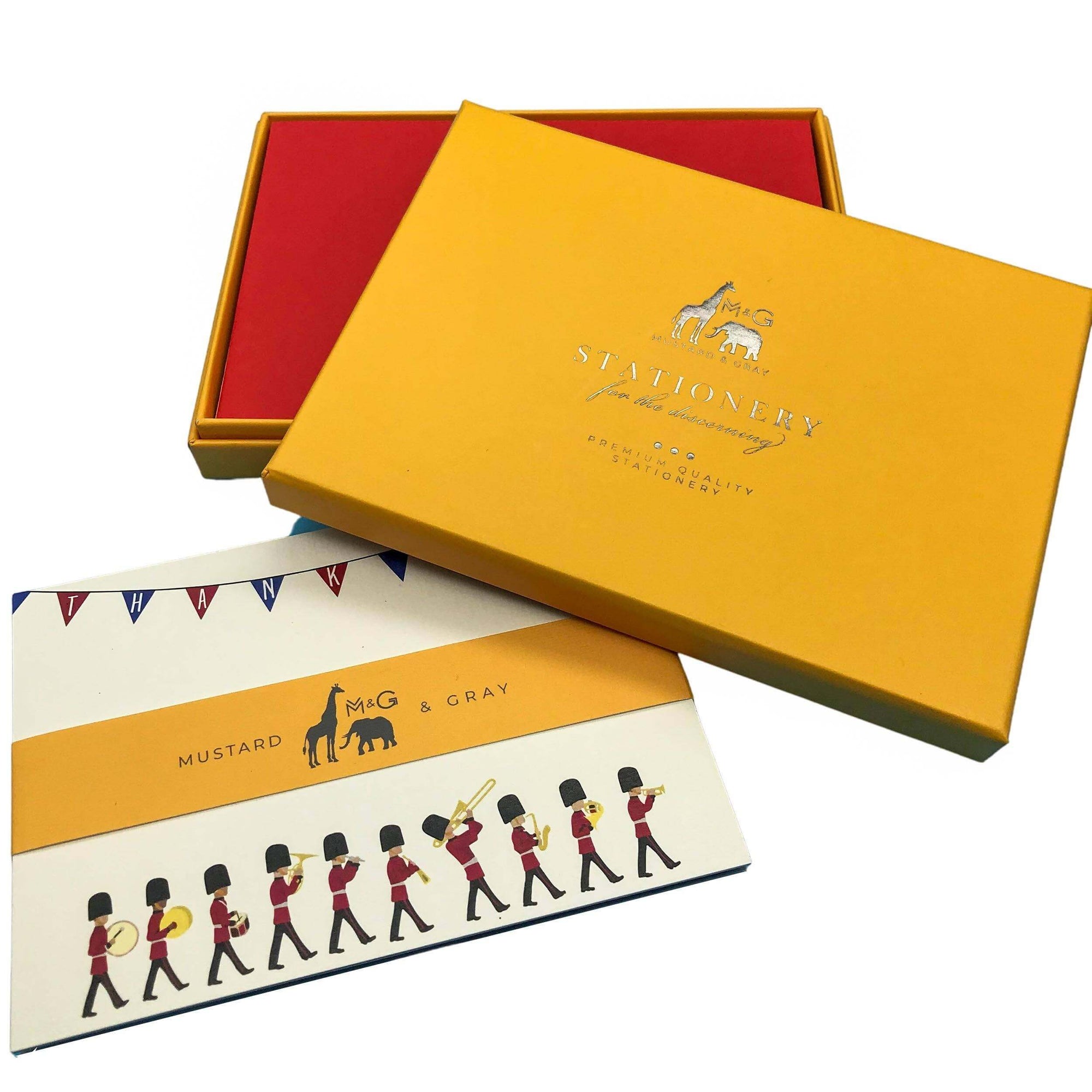 Changing of the Guard Thank You Notecard Set Notecards with Plain Envelopes Mustard and Gray Ltd Shropshire UK