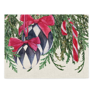 Christmas Baubles Placemats (Set of Four) - Mustard and Gray Ltd