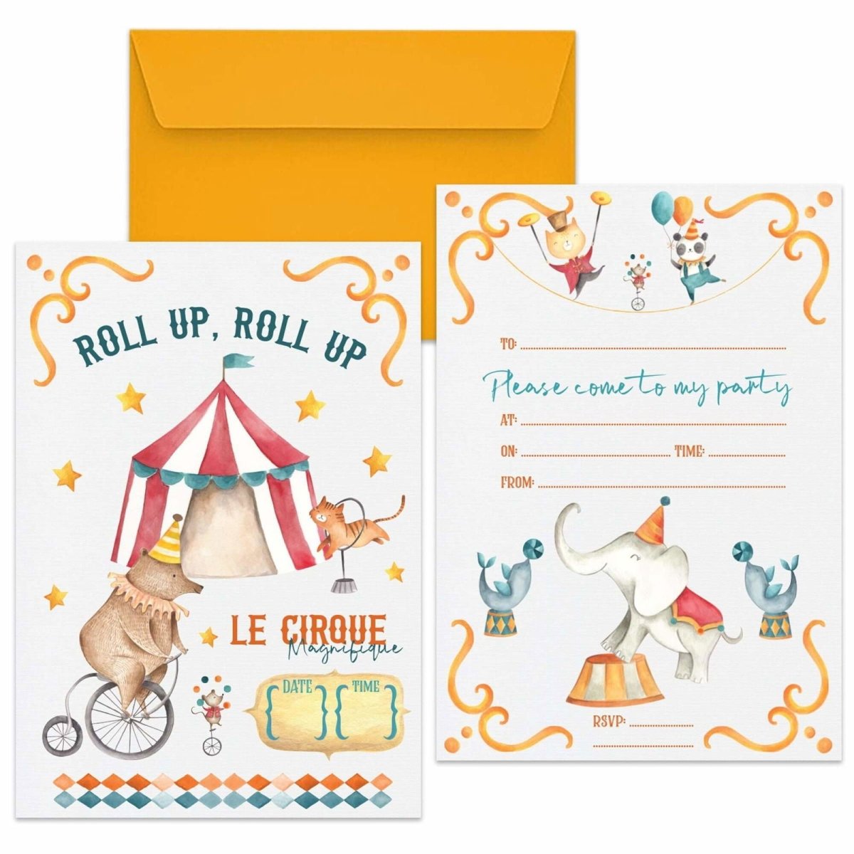 Circus Party Invitations - Mustard and Gray Ltd