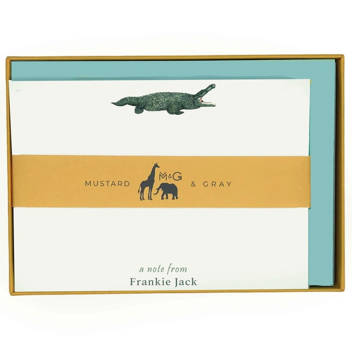 Crocodile Personalised Notecards - Mustard and Gray Ltd