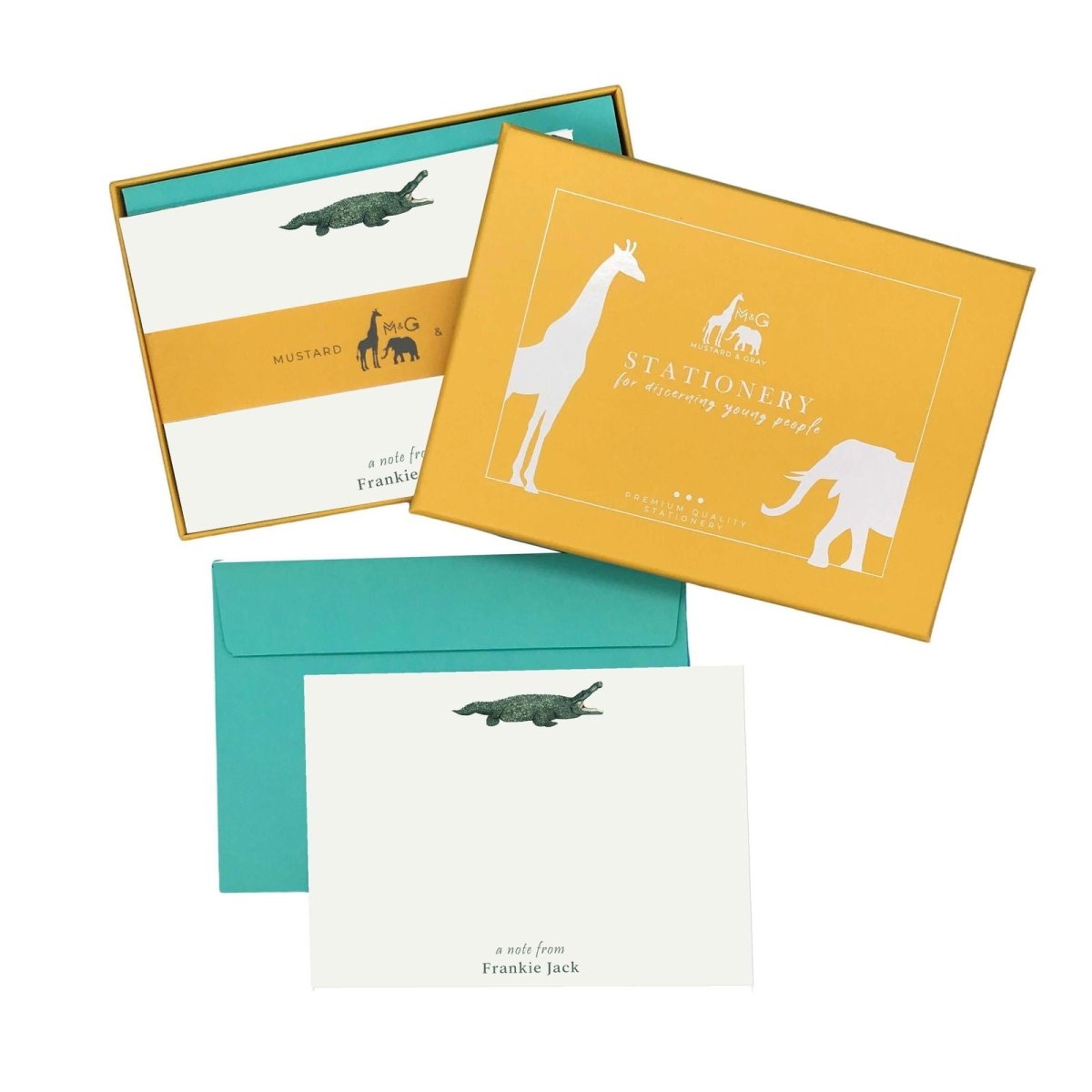 Crocodile Personalised Notecards - Mustard and Gray Ltd