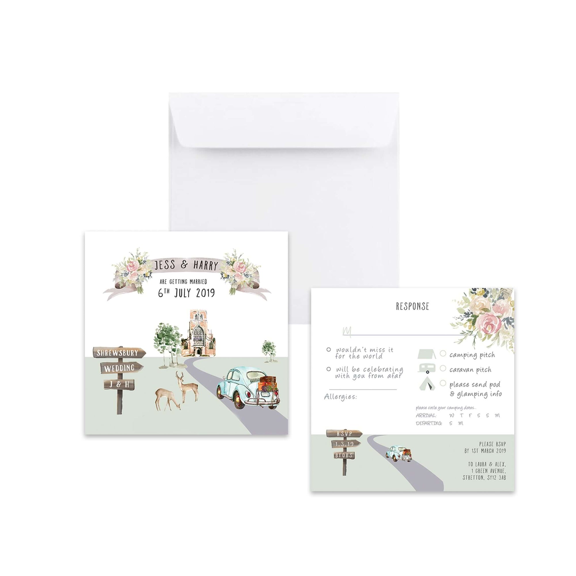 Wedding Map Save the Date Wedding Stationery Mustard and Gray Ltd Shropshire UK