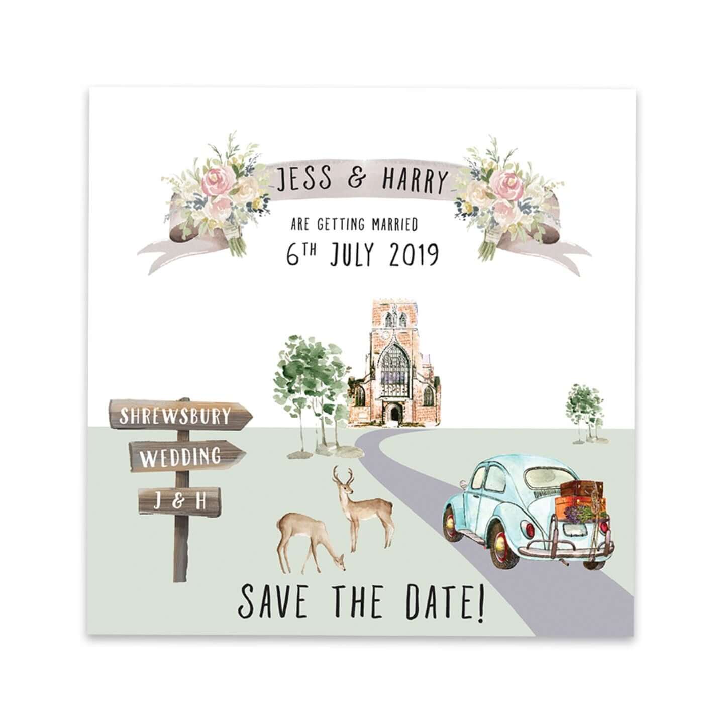 Wedding Map Save the Date Wedding Stationery Mustard and Gray Ltd Shropshire UK