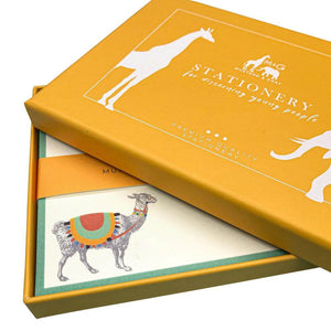 Dapper Alpaca Notecard Set Children's Notecards Mustard and Gray Ltd Shropshire UK