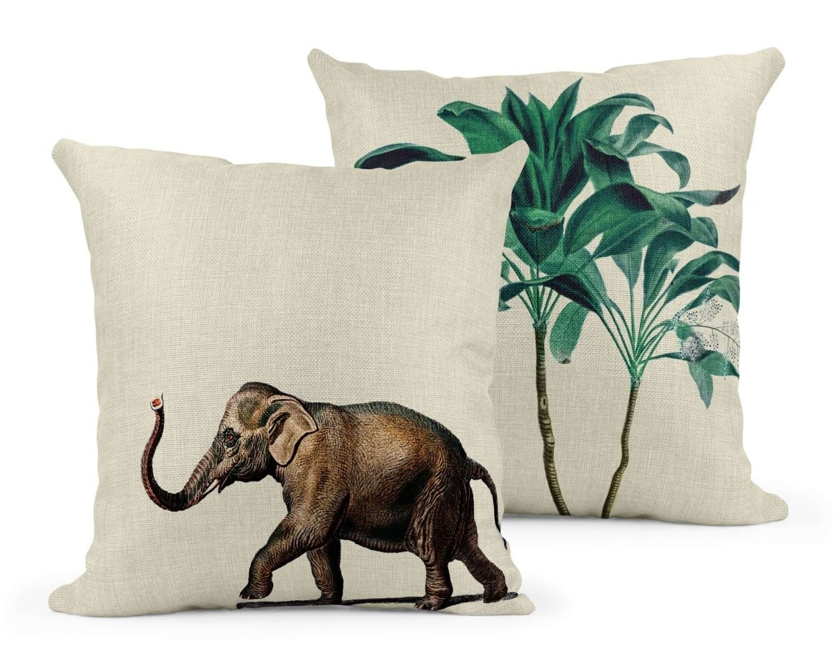 Darwin's Menagerie Hasty Elephant Cushion - Mustard and Gray Ltd